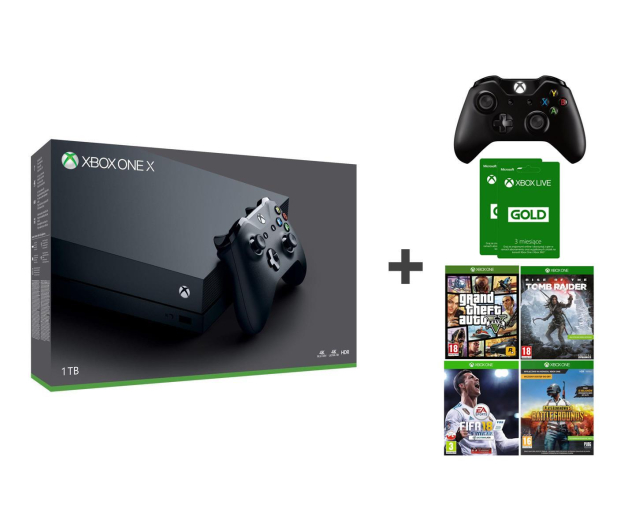 Microsoft Xbox One X 1TB + 2xPAD + 4GRY + 6M GOLD - 414074 - zdjęcie